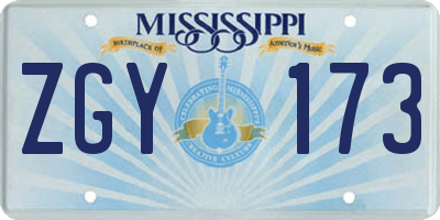 MS license plate ZGY173