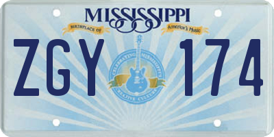 MS license plate ZGY174