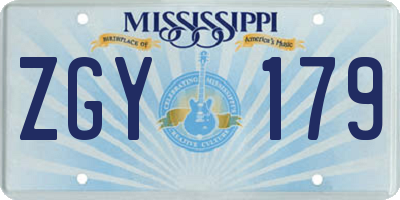 MS license plate ZGY179
