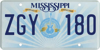 MS license plate ZGY180