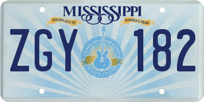 MS license plate ZGY182