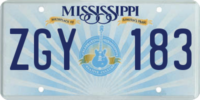 MS license plate ZGY183
