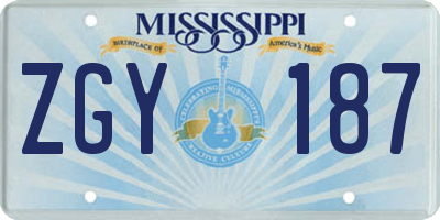 MS license plate ZGY187