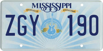 MS license plate ZGY190