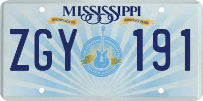 MS license plate ZGY191