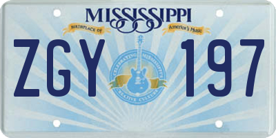 MS license plate ZGY197