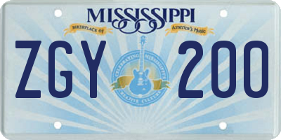 MS license plate ZGY200