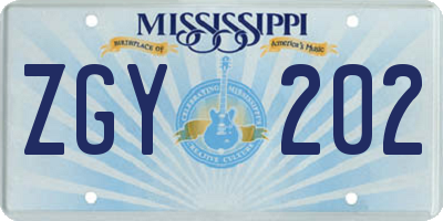 MS license plate ZGY202