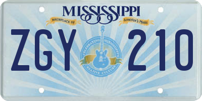 MS license plate ZGY210