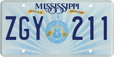 MS license plate ZGY211