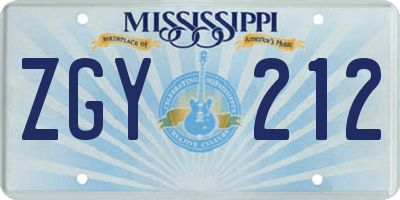 MS license plate ZGY212