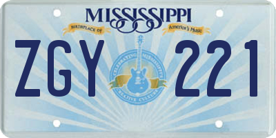 MS license plate ZGY221