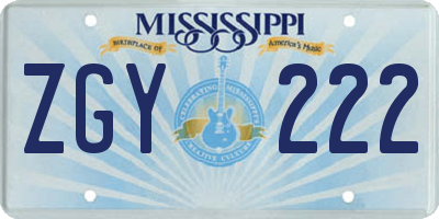 MS license plate ZGY222