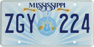MS license plate ZGY224