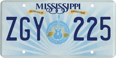 MS license plate ZGY225
