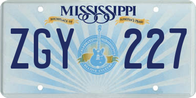 MS license plate ZGY227
