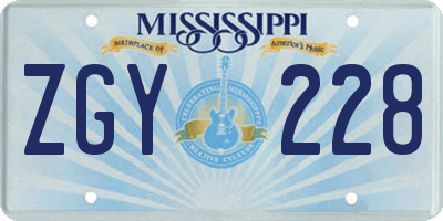 MS license plate ZGY228