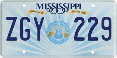 MS license plate ZGY229