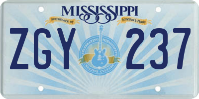MS license plate ZGY237