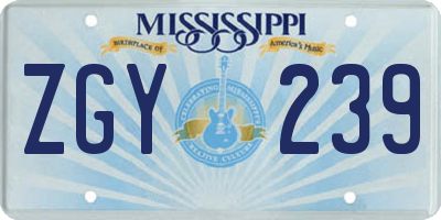 MS license plate ZGY239
