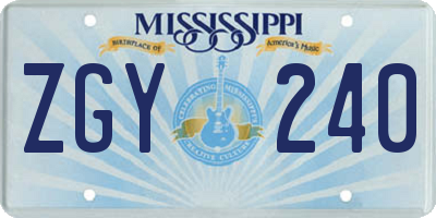 MS license plate ZGY240