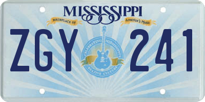 MS license plate ZGY241