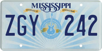 MS license plate ZGY242