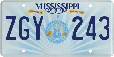 MS license plate ZGY243