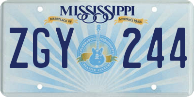 MS license plate ZGY244