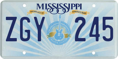 MS license plate ZGY245