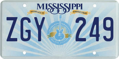 MS license plate ZGY249