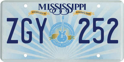 MS license plate ZGY252