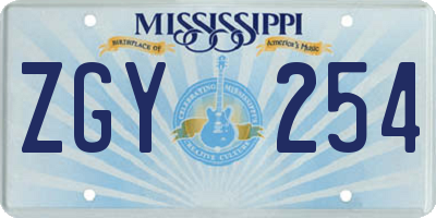 MS license plate ZGY254