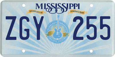 MS license plate ZGY255