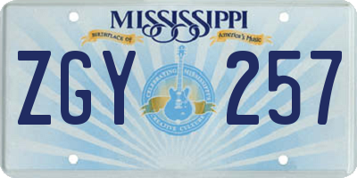 MS license plate ZGY257