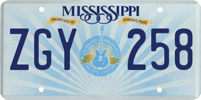 MS license plate ZGY258