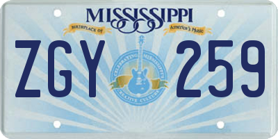 MS license plate ZGY259