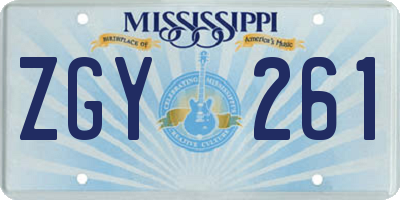 MS license plate ZGY261