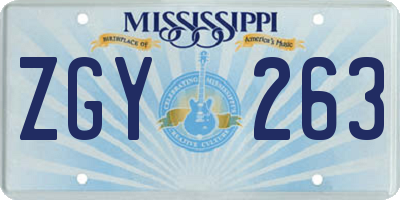 MS license plate ZGY263