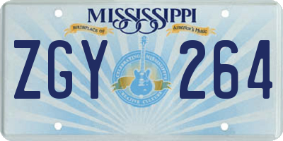 MS license plate ZGY264