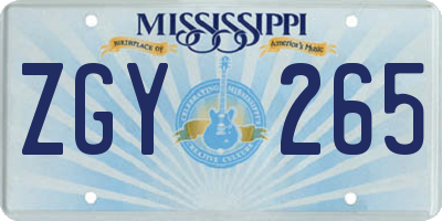 MS license plate ZGY265