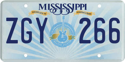 MS license plate ZGY266