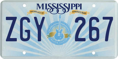 MS license plate ZGY267