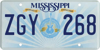 MS license plate ZGY268