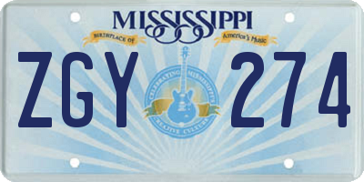 MS license plate ZGY274