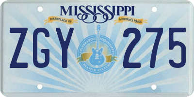 MS license plate ZGY275