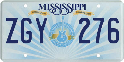 MS license plate ZGY276