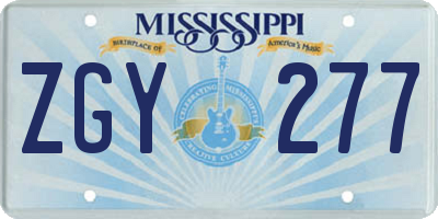 MS license plate ZGY277