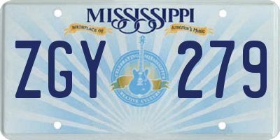 MS license plate ZGY279