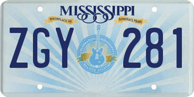 MS license plate ZGY281